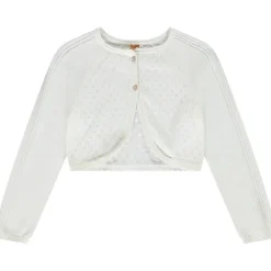 Gilet boléro en tricot ajouré pour fille