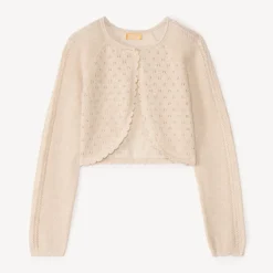 Gilet boléro en tricot ajouré pour fille