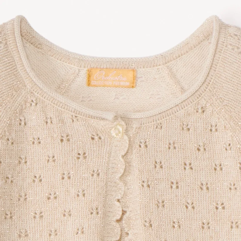 Gilet boléro en tricot ajouré pour fille