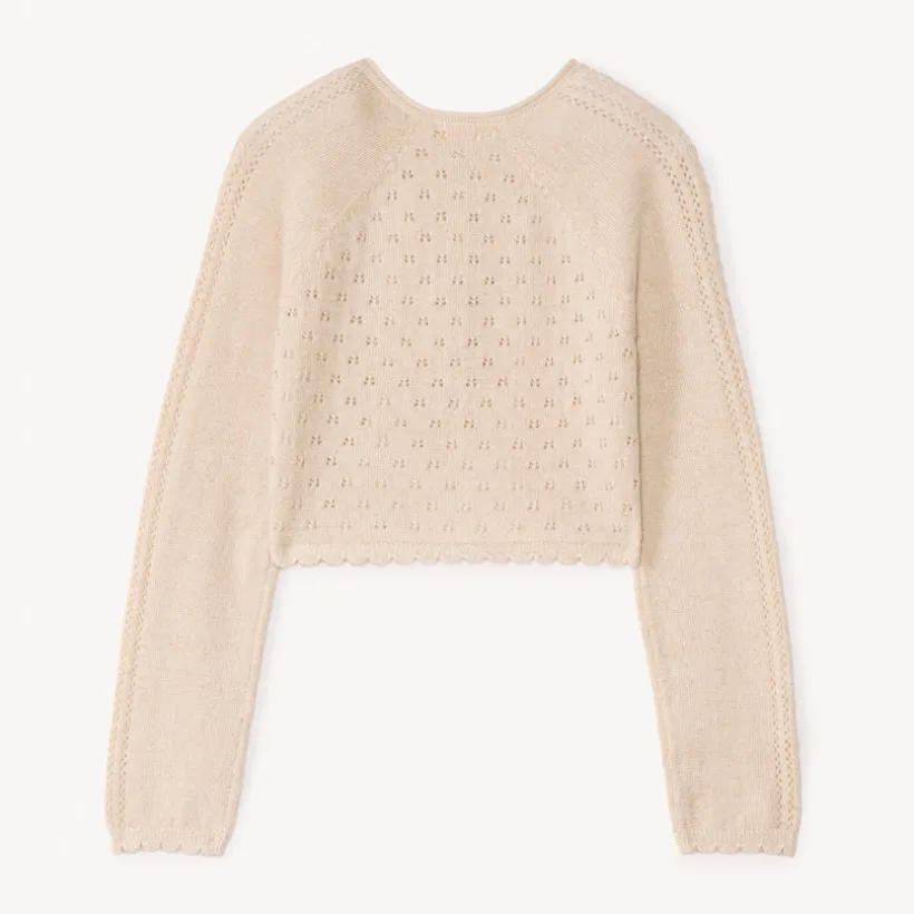 Gilet boléro en tricot ajouré pour fille