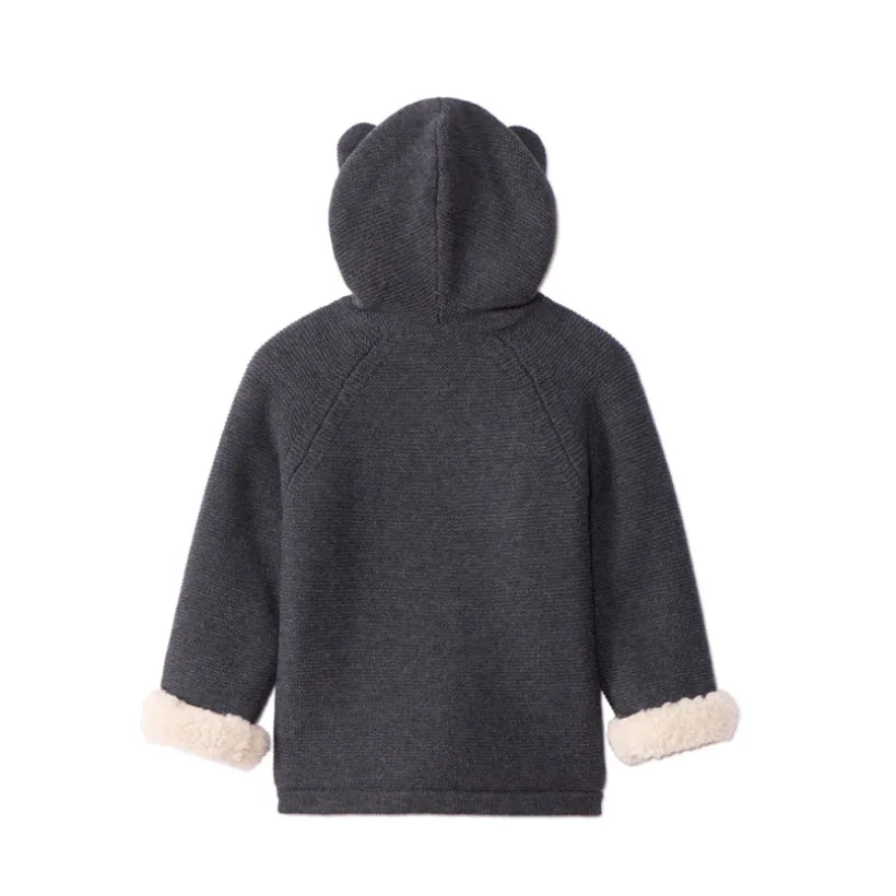 Gilet à capuche doublé sherpa avec oreilles ludiques pour bébé garçon