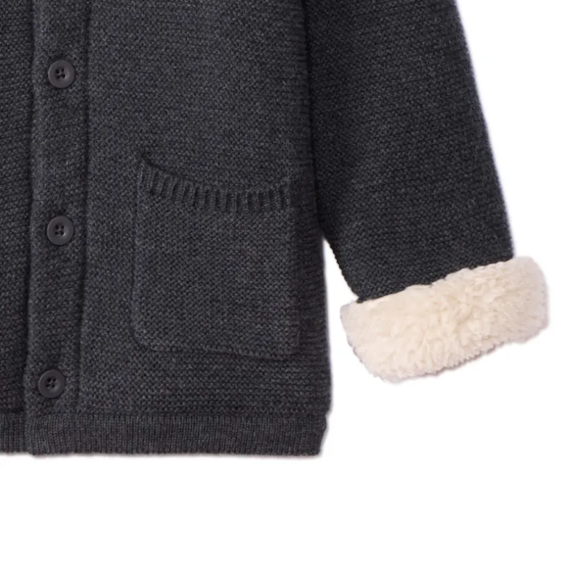 Gilet à capuche doublé sherpa avec oreilles ludiques pour bébé garçon