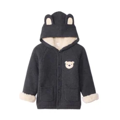 Gilet à capuche doublé sherpa avec oreilles ludiques pour bébé garçon