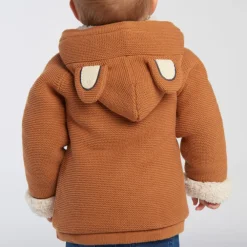 Gilet à capuche doublé sherpa avec oreilles ludiques pour bébé garçon