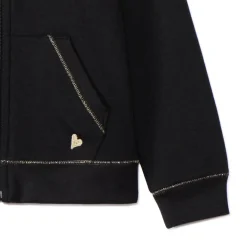 Gilet à capuche en molleton brodé cœur pour fille