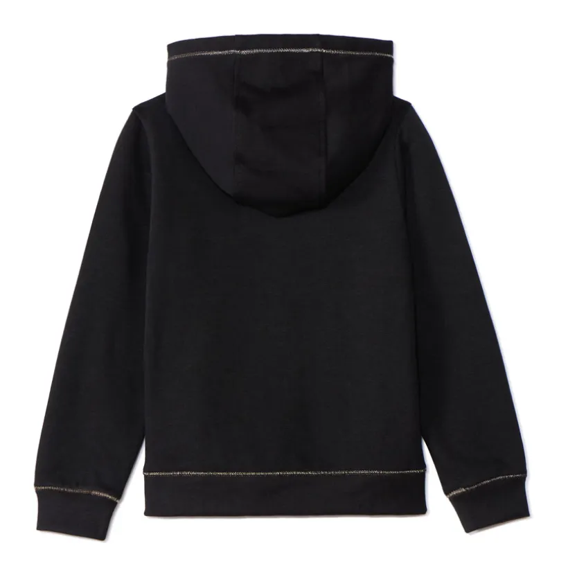 Gilet à capuche en molleton brodé cœur pour fille