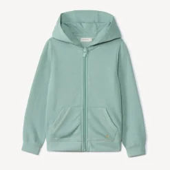 Gilet à capuche en molleton brodé cœur pour fille