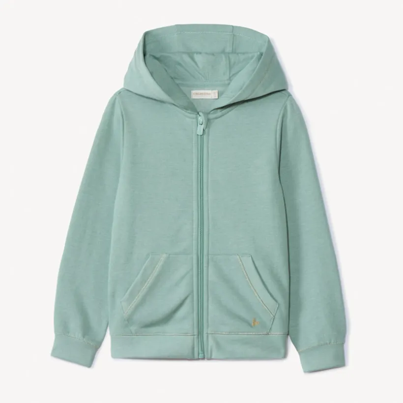 Gilet à capuche en molleton brodé cœur pour fille
