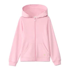 Gilet à capuche en molleton brodé cœur pour fille