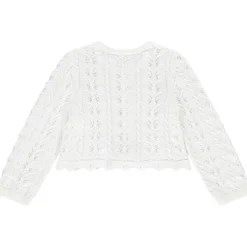 Gilet court en tricot ajouré pour bébé fille