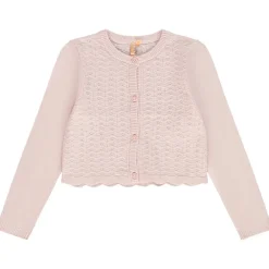 Gilet court en tricot ajouré pour fille