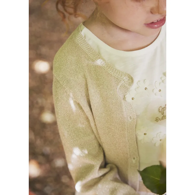 Gilet court en tricot avec base festonnée pour fille