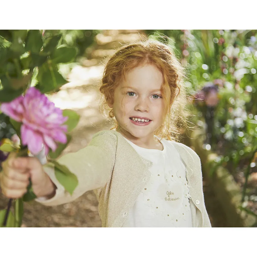 Gilet court en tricot avec base festonnée pour fille