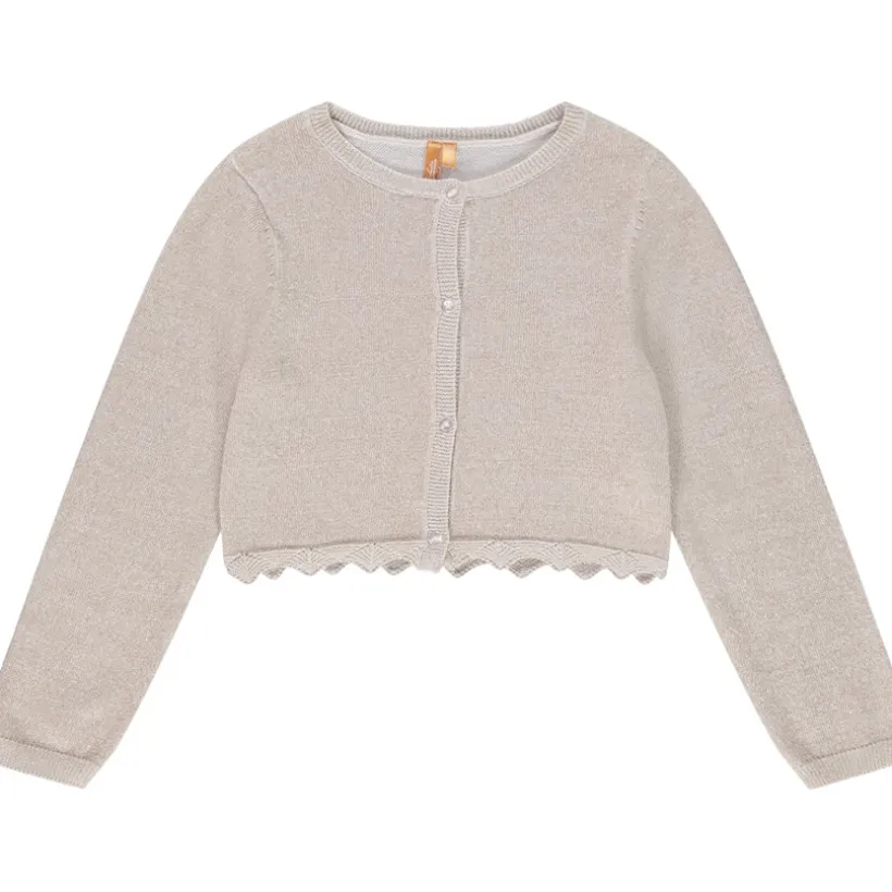 Gilet court en tricot avec base festonnée pour fille