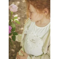 Gilet court en tricot avec base festonnée pour fille