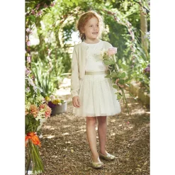 Gilet court en tricot avec base festonnée pour fille