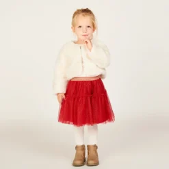 Gilet en fausse fourrure avec rosaces pour bébé fille