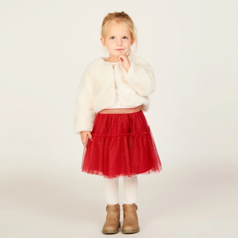 Gilet en fausse fourrure avec rosaces pour bébé fille