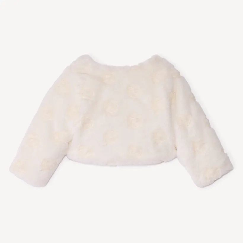 Gilet en fausse fourrure avec rosaces pour bébé fille