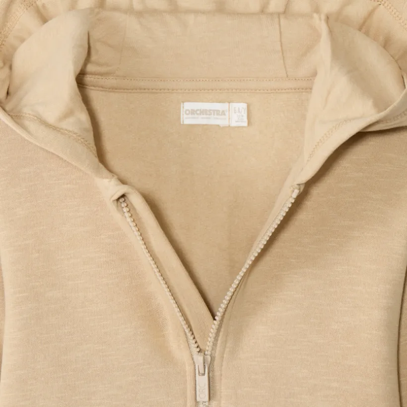 Gilet en molleton slub uni à capuche pour garçon