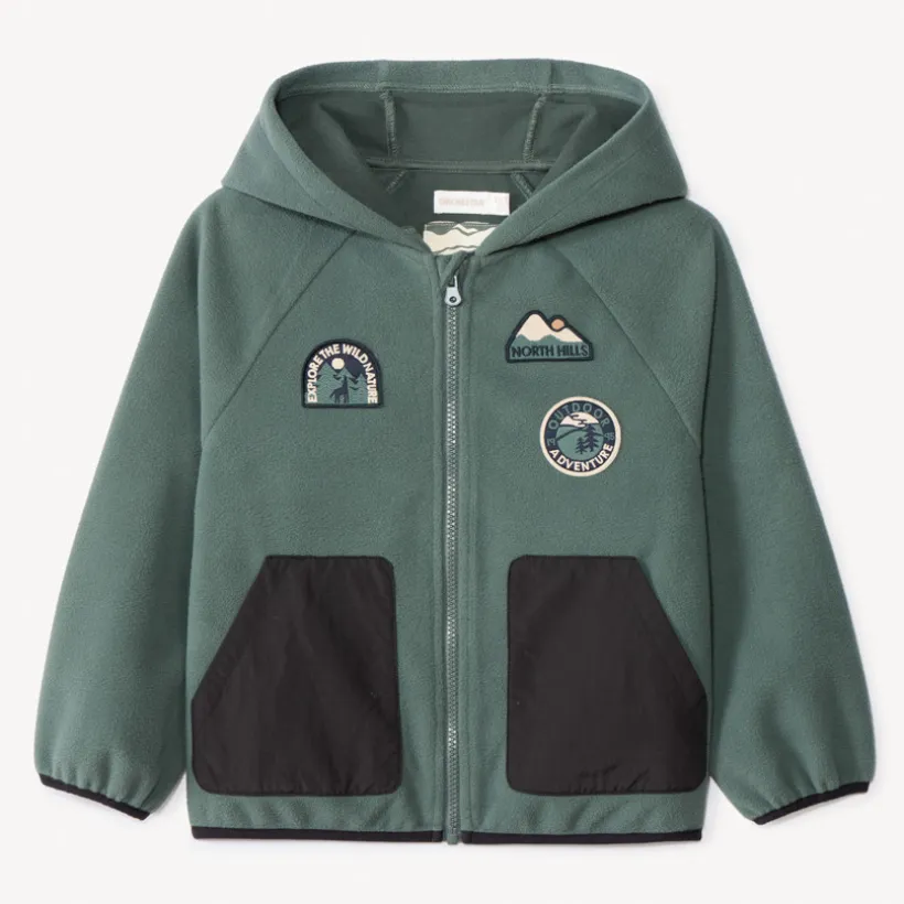 Gilet en polaire contrecollé et capuche + broderie pour garçon