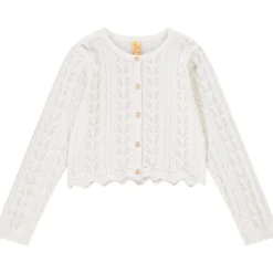 Gilet en tricot ajouré avec jeu de mailles torsadées pour fille