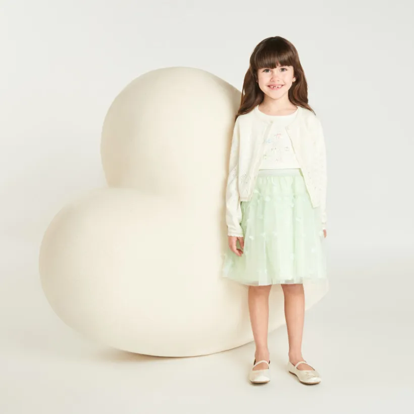 Gilet en tricot ajouré papillons pour bébé fille