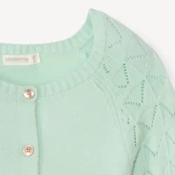 Gilet en tricot ajouré uni pour fille