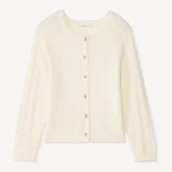 Gilet en tricot ajouré uni pour fille