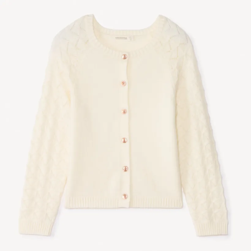 Gilet en tricot ajouré uni pour fille