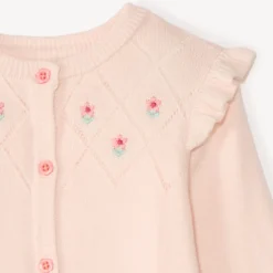 Gilet en tricot brodé fleurs pour bébé fille