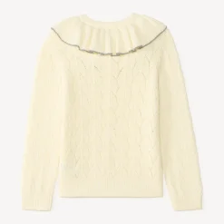 Gilet en tricot col volanté pour fille