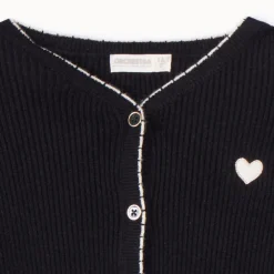 Gilet en tricot côtelé avec patch cœur pour fille