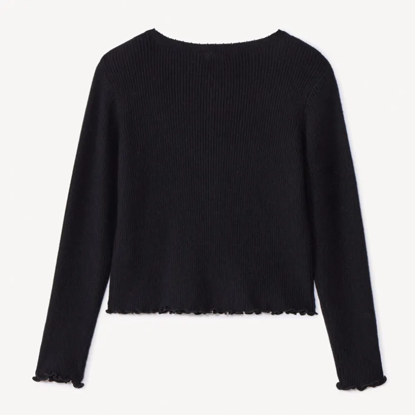 Gilet en tricot côtelé avec patch cœur pour fille
