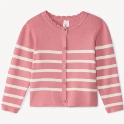 Gilet en tricot côtelé rayé pour bébé fille