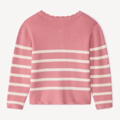 Gilet en tricot côtelé rayé pour bébé fille
