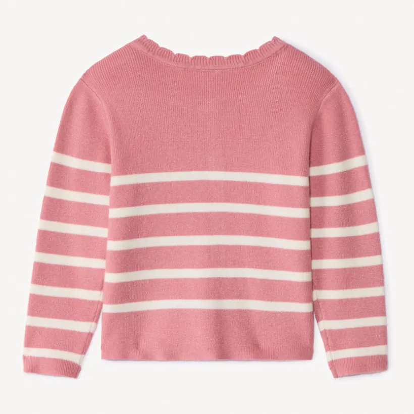 Gilet en tricot côtelé rayé pour bébé fille
