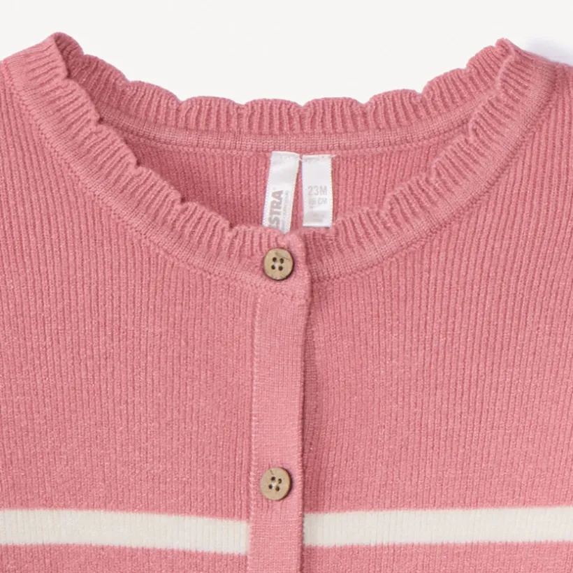 Gilet en tricot côtelé rayé pour bébé fille