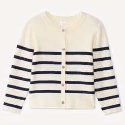 Gilet en tricot côtelé rayé pour bébé fille