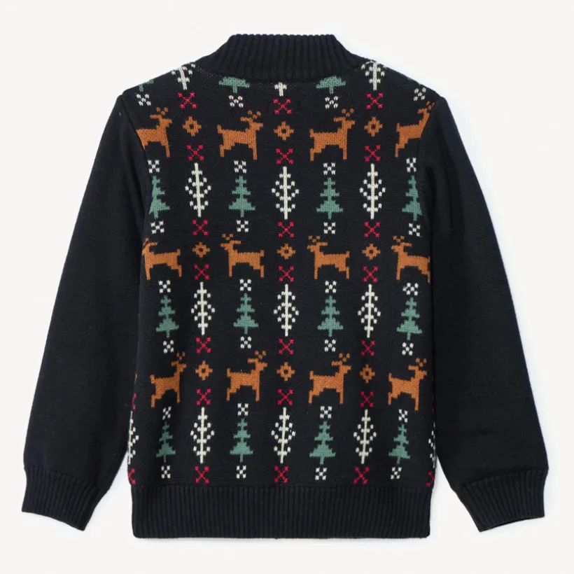 Gilet en tricot doublé avec motifs Noël pour garçon