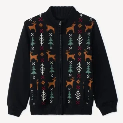 Gilet en tricot doublé avec motifs Noël pour garçon