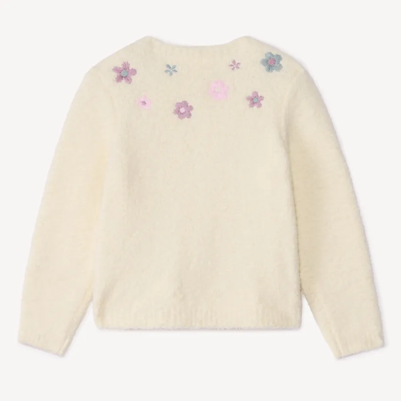 Gilet en tricot à fleurs brodées pour bébé fille