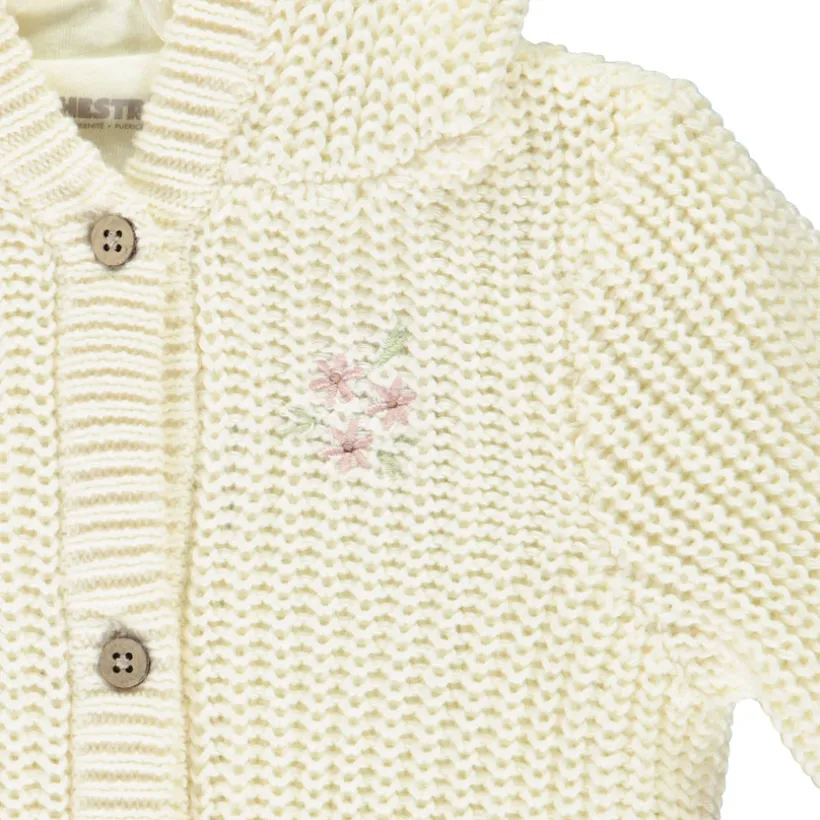 Gilet en tricot perlé avec capuche ludique pour bébé fille