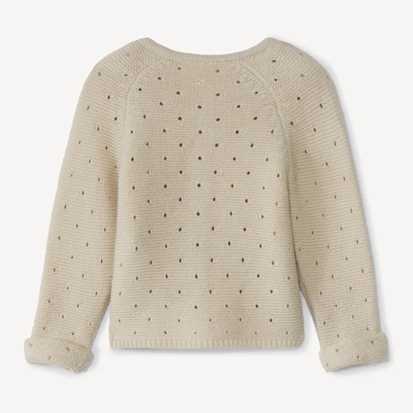 Gilet en tricot point mousse ajouré pour bébé