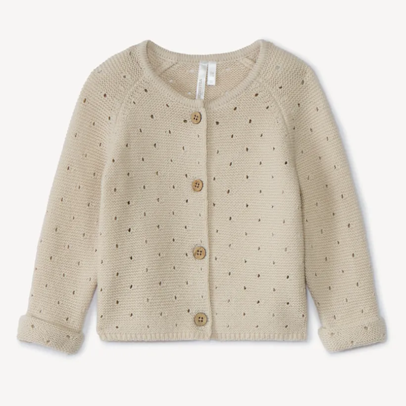 Gilet en tricot point mousse ajouré pour bébé