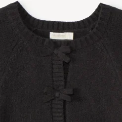 Gilet en tricot pressionné à nœuds pour fille