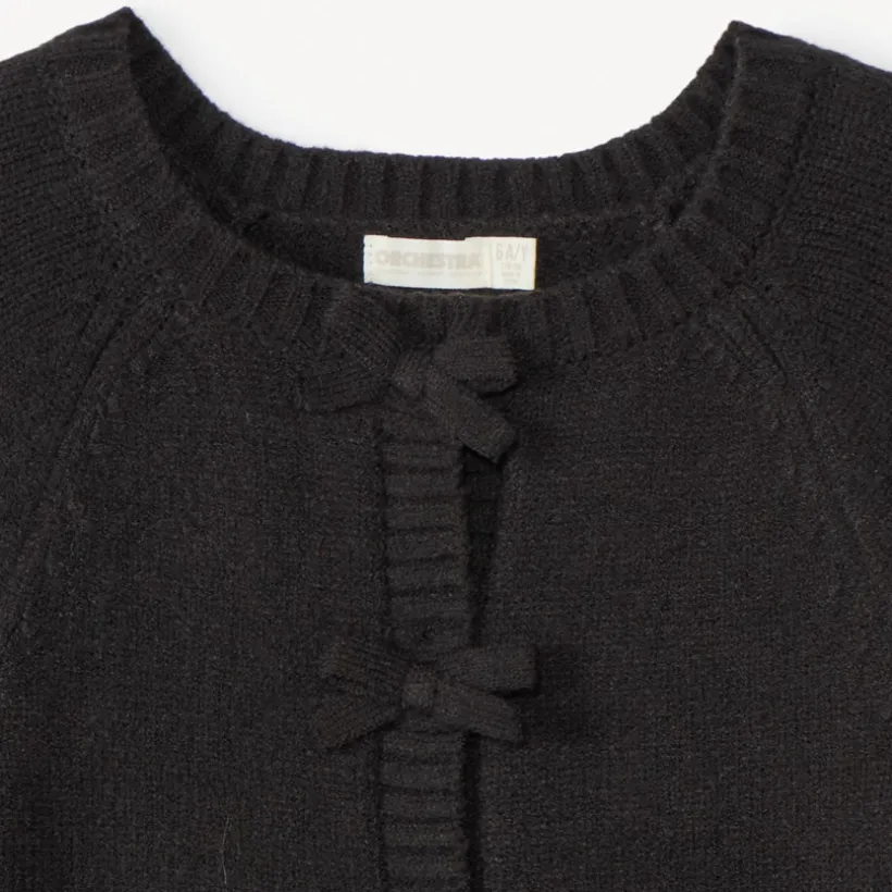 Gilet en tricot pressionné à nœuds pour fille