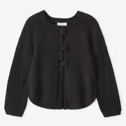 Gilet en tricot pressionné à nœuds pour fille