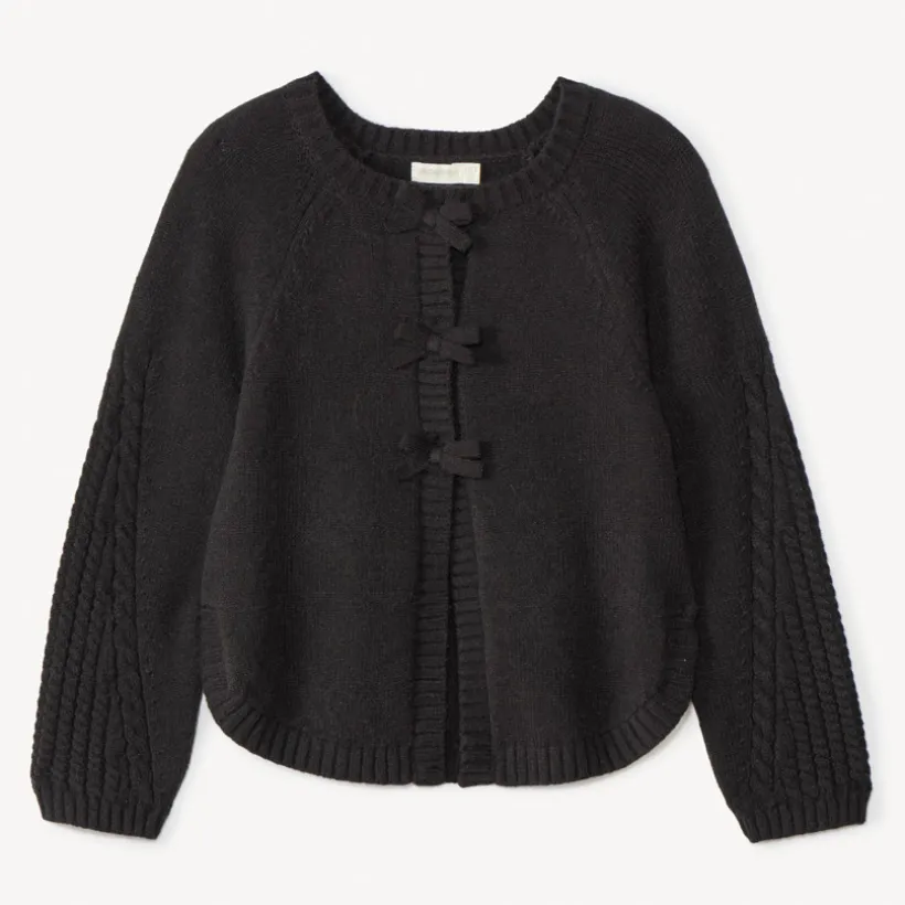 Gilet en tricot pressionné à nœuds pour fille