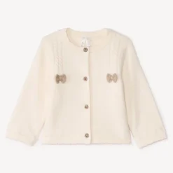 Gilet en tricot à torsades et nœuds pour bébé fille